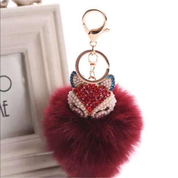 💕adorable fox Pom Pom handbag charm 💕 - Picture 2 of 2
